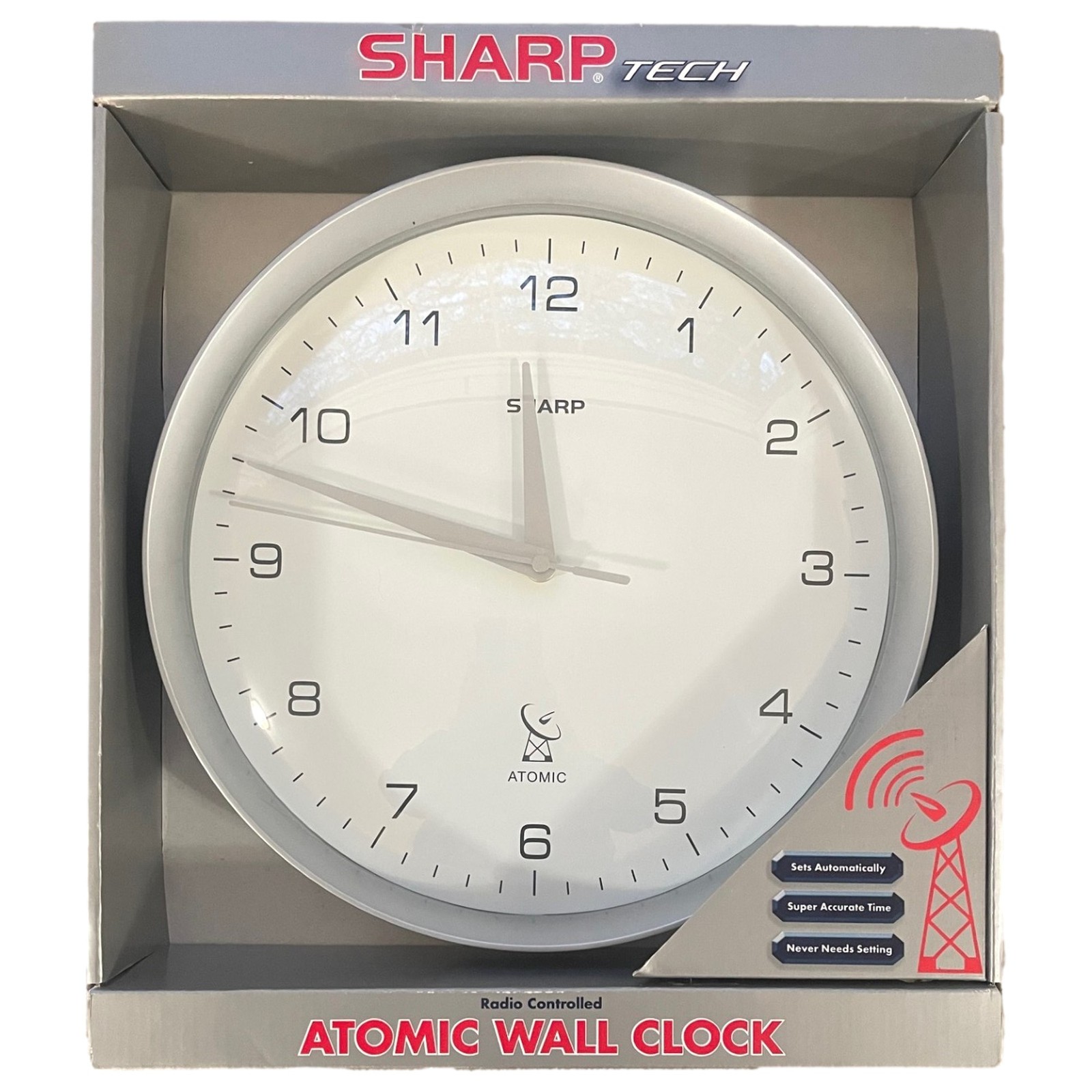 Sharp Atomic 12" Wall Clock, Sets Automatically Radio Controlled