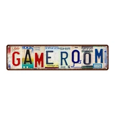 Vintage Game Room Metal Tin Signs Street Signs Man cave Home Wall Decor 16 x ...