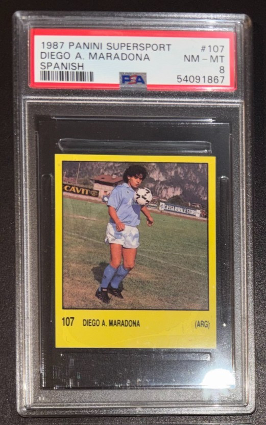 1987 Panini Supersport Spanish Diego Maradona PSA 8 NM-MT gorgeous soccer card!