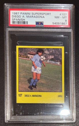 1987 Panini Supersport Spanish Diego Maradona PSA 8 NM-MT gorgeous soccer card!