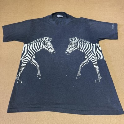 Vintage Metro Toronto Zoo Shirt Mens Small Gray Zebra All Over Graphic Tee