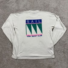 Vintage Screen Stars Best Visa Yacht Club Sail Long Sleeve Shirt White XL USA
