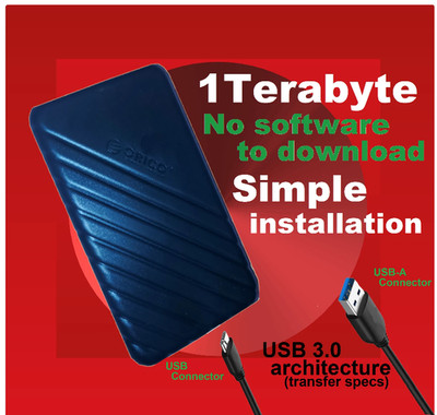 Pro-Series 1TB USB 3.0 External Hard Drive Portable Windows PC / Laptop Storage