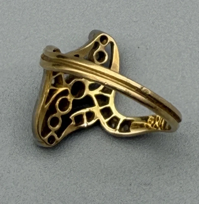 Bague ancienne or 18k et diamants - début XXe - Photo 3/3