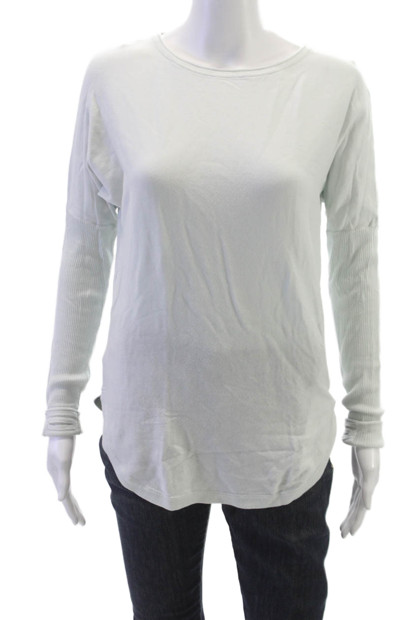 Lululemon Womens Basic T-Shirt Green Cotton Long Sleeve Round Neck Size 4Free Shipping in US $100+ Orders | $6.95 Orders Below