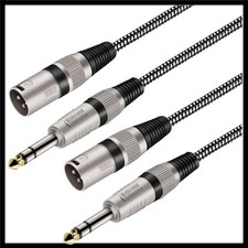 Nylon Braided XLR Male to 1/4 Inch TRS Cables 3Ft for Studio and Live Use