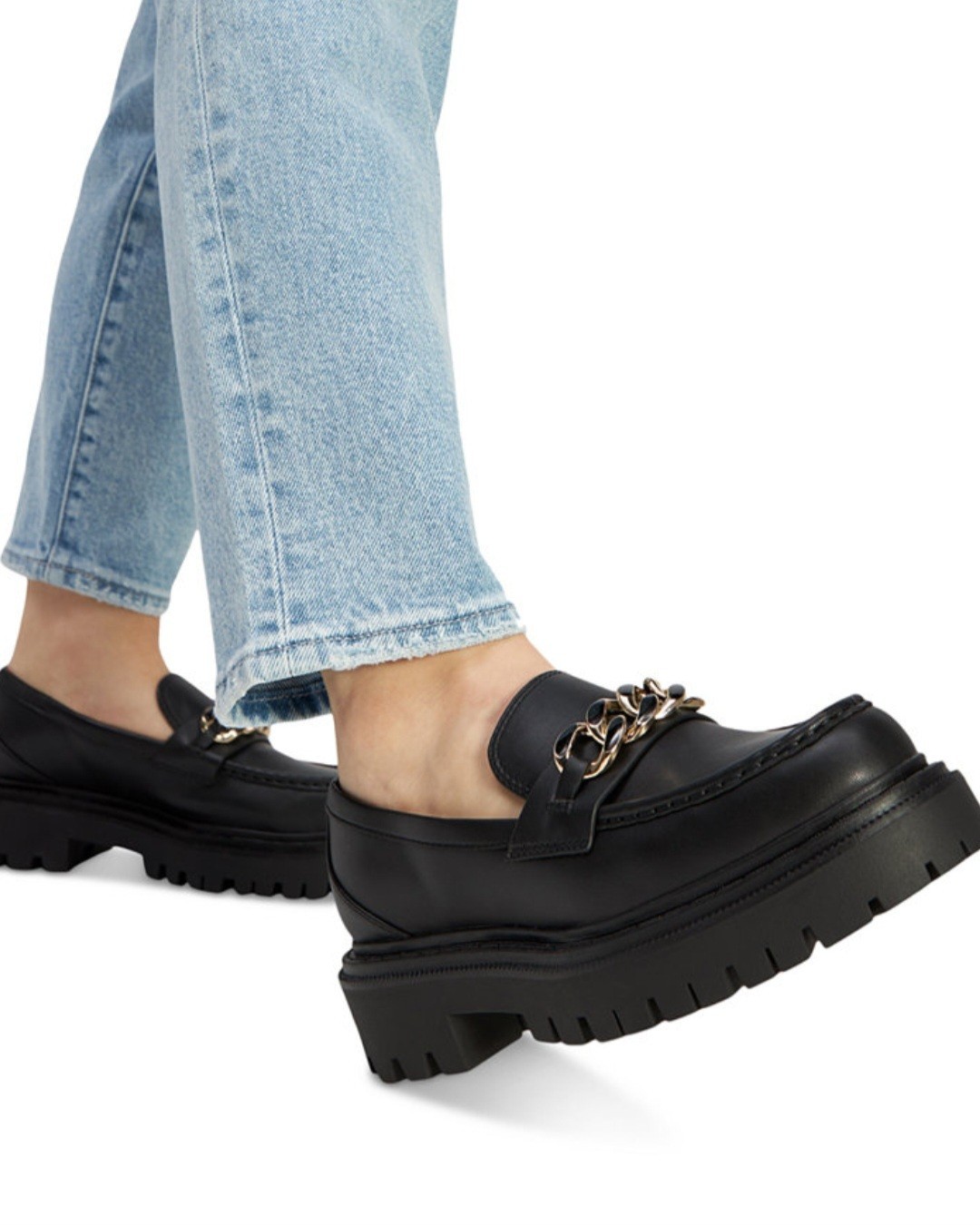 SAOLA Mocassino Oxford Aldo Brixton suola a strappo 7 5 in nero con dettaglio catena oro ret $80