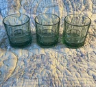Vintage Green Anchor Hocking Tartan Glass Set Of 3 Low Ball