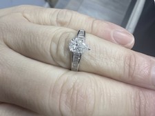 Natural Pear Cut Diamond Engagement Ring Baguette Side Stones 1