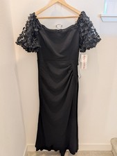 XSCAPE Petite Off-The-Shoulder Balloo Black Size 12P $259