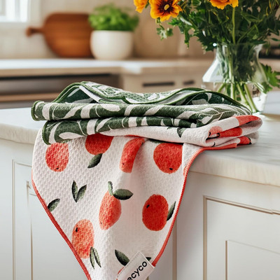 Waffle Kitchen Towel Set of 2 - Quick Dry Microfiber Sustainable Dish Towels - U