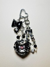 Kuromi Silver, Purple Black Bling Accented Mirror Keychain Set