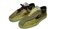 Vintage Deadstock Keds Kids Tan Canvas Sneakers Brown Suede Made In USA