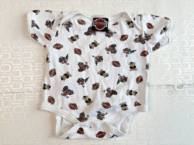 Harley Davidson One Piece Baby Toddler AOP Motorcycle White 0 6 Months Jump Suit