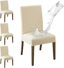 100 Waterproof Dining Room Chair Covers Set of 4, Super Fit Stretch Jacquard Pa