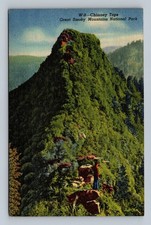 Vintage Chimney Tops Great Smoky Mountains National Park Linen Postcard