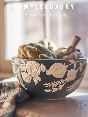 Brand New Anthropologie Turkuaz Kitchen Posy Serving Bowl Blue