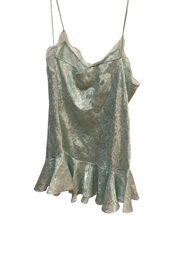 Slip babydoll vintage Sedu verde menta raso pizzo floreale lingerie M sexy Y2K - Foto 5 di 7