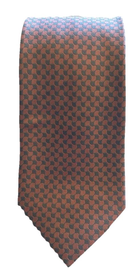 Corbata de diseñador Giorgio Armani rosa azul a cuadros 3,75” seda para hombre hecha en Italia Foto 2 de 4