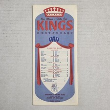 Vintage Kings Menu Famous 60s Atlantic City Boardwalk Steel Pier NJ Restaurant