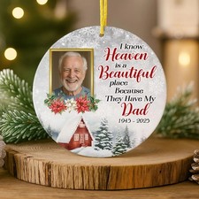 Memorial Christmas Ornament Personalized with Photo, Memorial Christmas Ornament