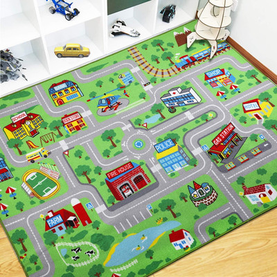 Kids Educational Play Rug - 6.6' X 5' Traffic Road Car Mat Learning Play Game Ar