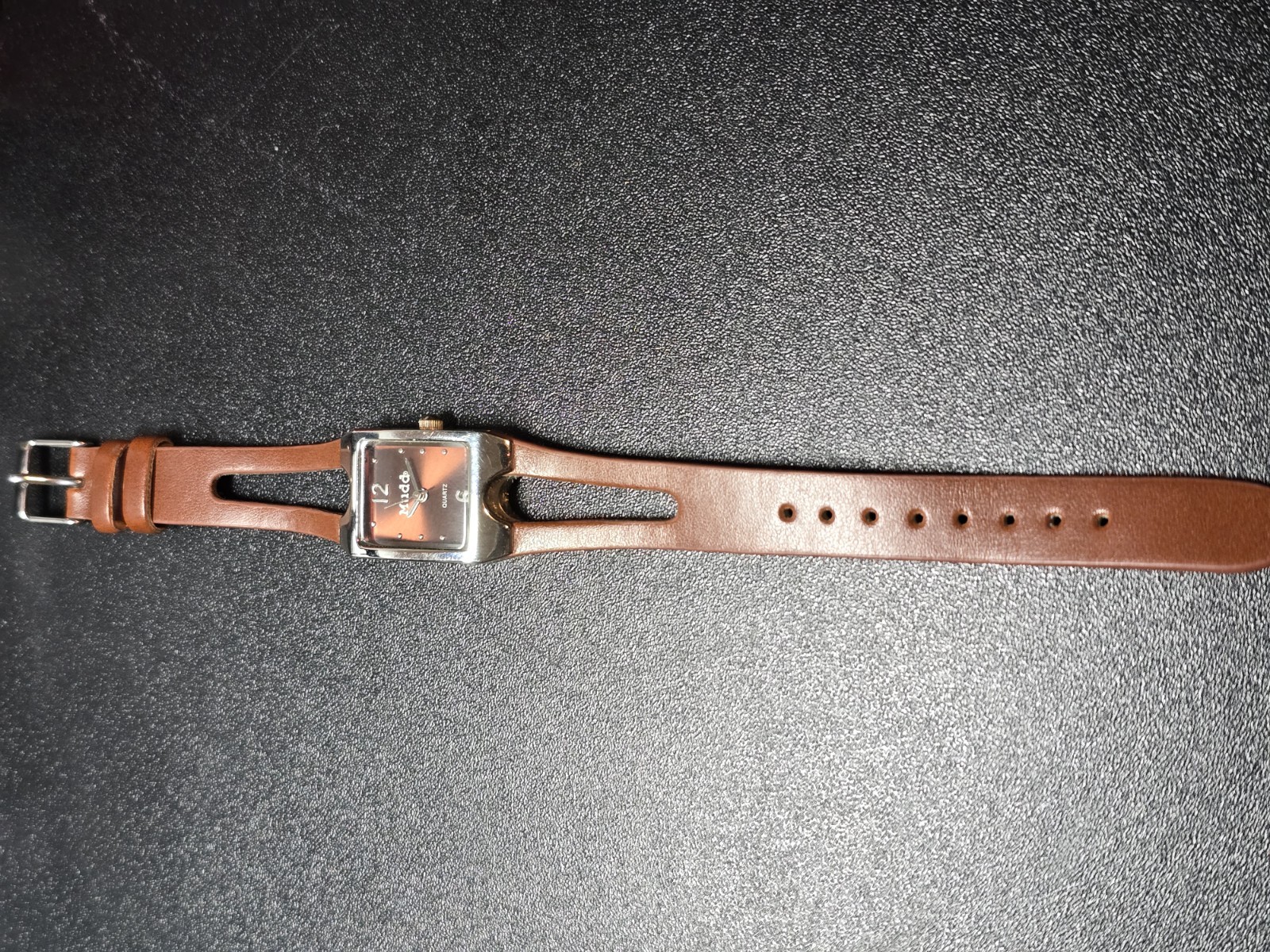 Mudd leather brown band watch rectangular face 7"… - image 5