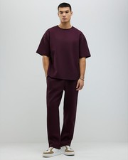 River Island Mens T-Shirt & Joggers Set Red Oversized Fit 2 Piece Short Sleeve