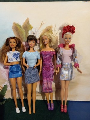 Lot Of 4 Stylish Barbies From 1976 To  2015 In  Fashionable Attire.
