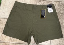 Womens Shorts Lee Khaki Green Midrise 4 Inseam Size 10