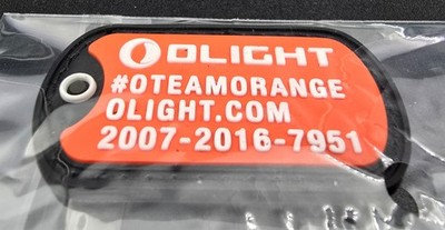 Olight Limited Edition Dog Tag Style Swag PVC Patch - Team Orange #OTEAMORANGE