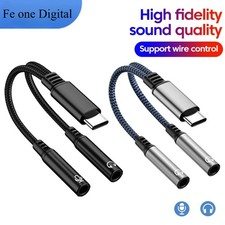 Type-C to Dual 3.5mm Jack Microphone Adapter 3.5mm For iPhone 16/15 Samsung