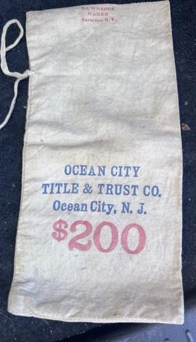 Vintage Ocean City Title And Trust Canvas Bank Bag New Jersey