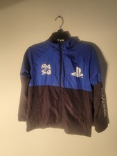 Playstation Rainjacket Blue Black Zip Up Unisex Kids Size 10 EUC