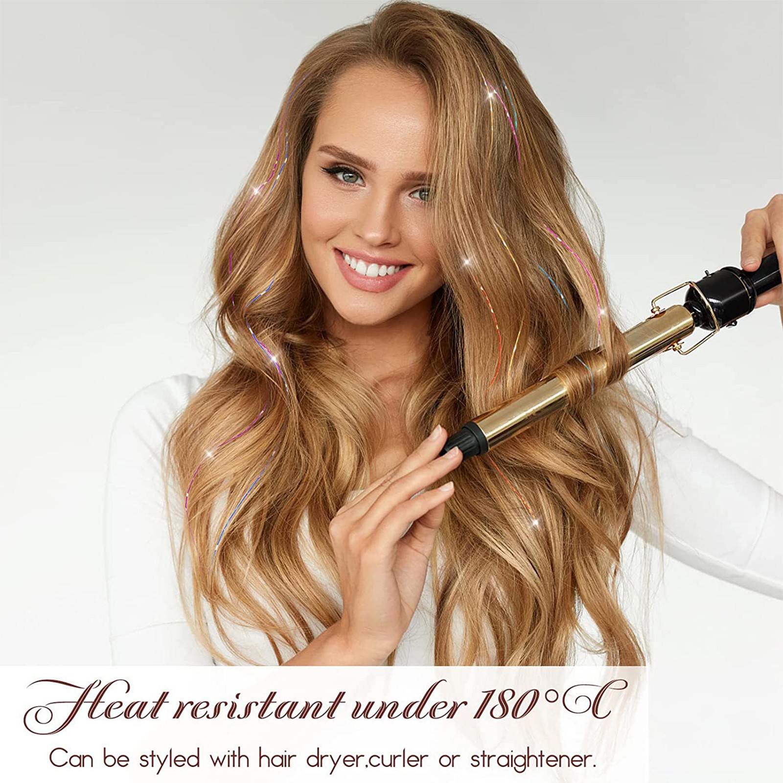 6PCS Clip In Hair Tinsel Set 19.6 Inch Fairy Wig Piece Sparkling Hair Glitte ¦