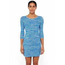 Trina Turk Small Striped Bodycon Sheath Blue White Nautical Stretch Dress