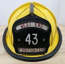 Vintage Bullard Firedome UST Fireman's Helmet Yellow W/Eagle No Interior Parts