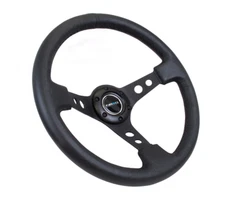 NRG 350mm Reinforced Sport Steering Wheel Black Leather RST-006BK