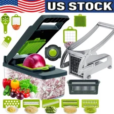 Heavy Duty Stainless Steel French Fry Cutter 2 Blade w/ Suction Feet for Potato