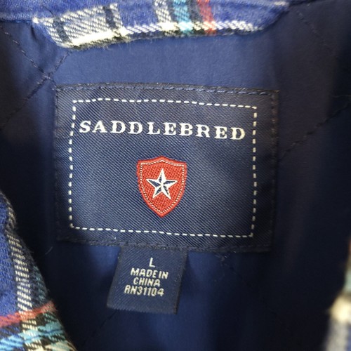 Saddlebred Men's Long Sleeve Flannel Button-Up Shirt Size L Quilted Lined Blue - Picture 3 of 13