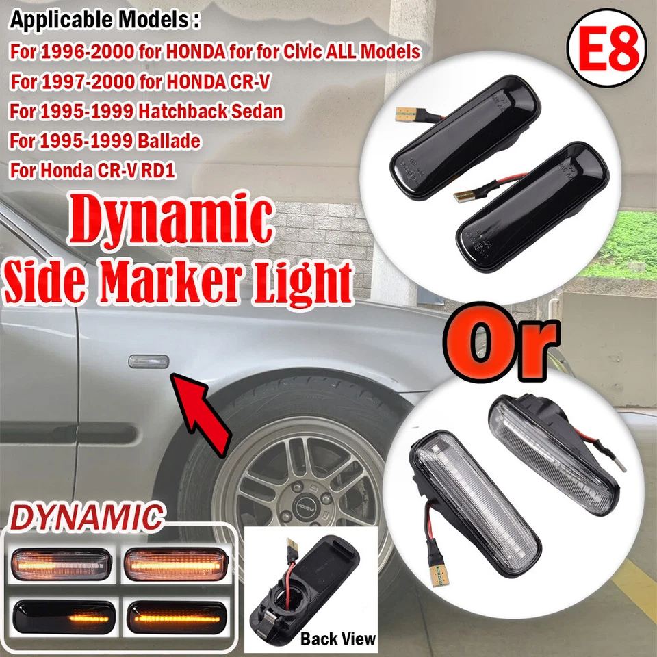 2x Turn Signal For Honda Civic CR-V 1997-2000 LED Dynamic Side Marker Light - Изображение 4 из 4