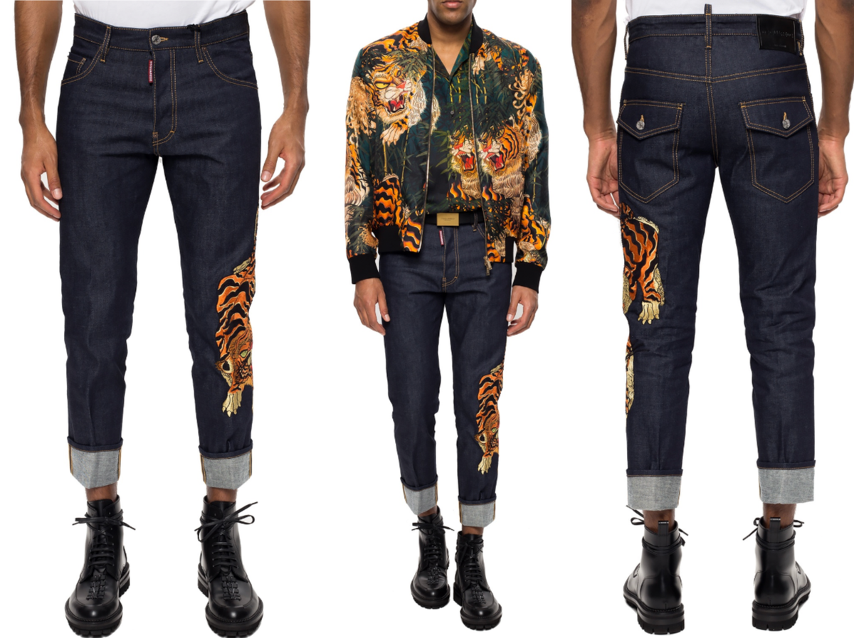 Dsquared2 Jeans Tiger-Embroidery Run Dan Sold Out S71lb0746 Dsquared2 Jeans Tiger-Embroidery Run Dan Sold Out S71lb0746