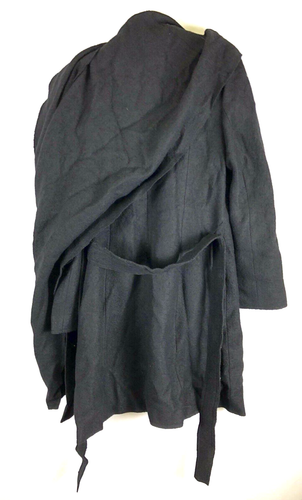 Cole Haan Womens Boiled Wool Belted OverCoat Black Size 8 - Picture 2 of 3