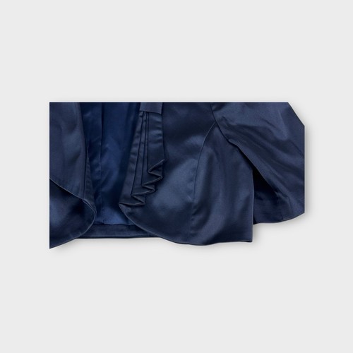 Review Blue Short Sleeve Open Pleated Blazer Dinner Jacket Women's 14 - Picture 2 of 11