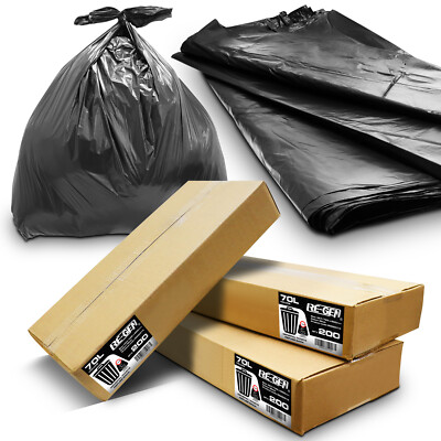RE-GEN 70 Liter 100% recycelt schwarz 5kg Ladung Flachpack Müllbeutel Säcke x600