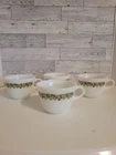 Pyrex vtg Green Crazy Daisy Spring Blossom Milk Glass Tea / Coffee Mug Set of 4