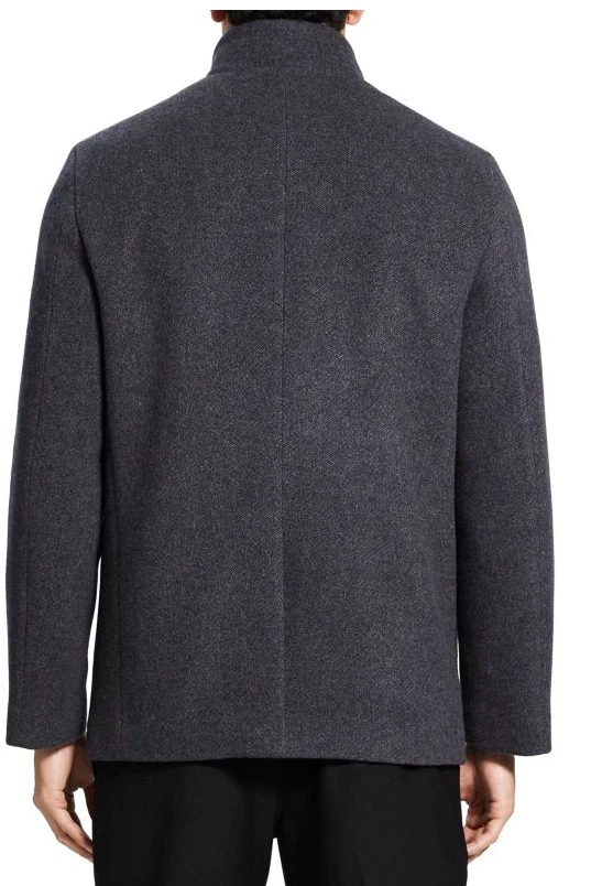 THEORY CLARENCE TRACEABLE WOOL BLEND MELTON JACKET CHARCOAL - L - RETAILS $695 - Image 3 of 4
