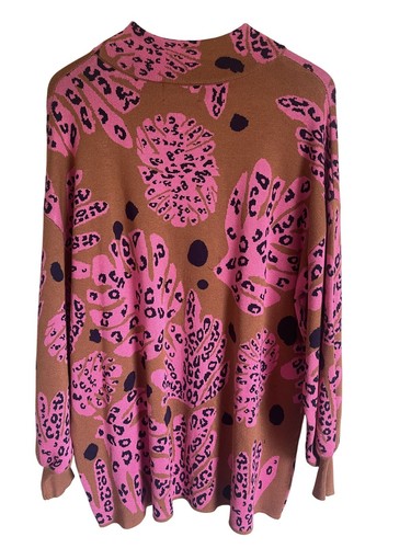 New! NWT Fate Curve Janice Turtleneck Camel and Hot Pink Leopard Sweater 1XL MS - Picture 5 of 20