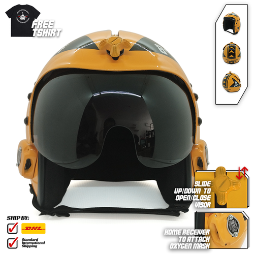 STRIKE FIGHTER SQUADRON JOLLY ROGERS FLIGHT HGU-33 HELMET + MASK MOVIE PROP V2 - Picture 13 of 24