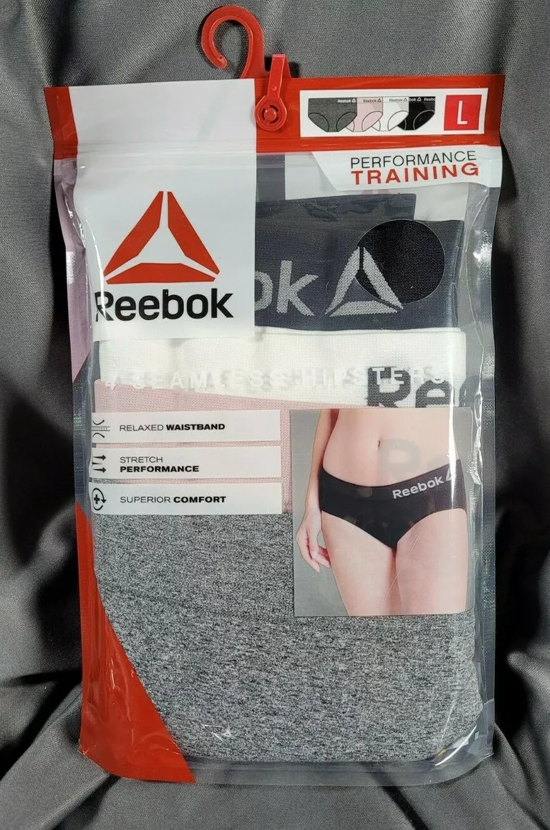 Reebok 4 Seamless Hipsters Performance Training L Black White Pink